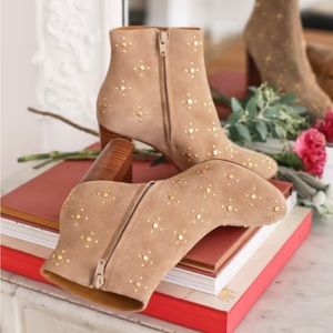 Sezane Tan Ankle Boots with Gold Accents